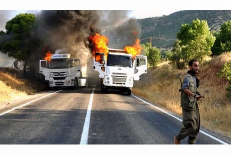 Yol kesip araç yakan PKK'lılara operasyon