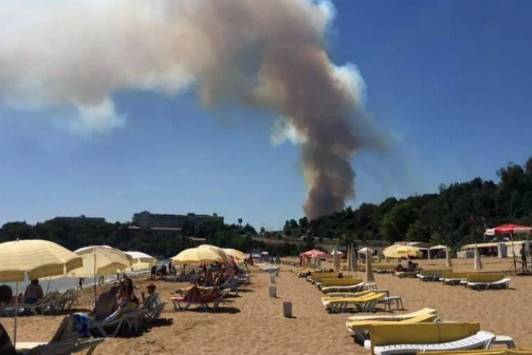 Antalya yandı, turistler güneşlenip izledi