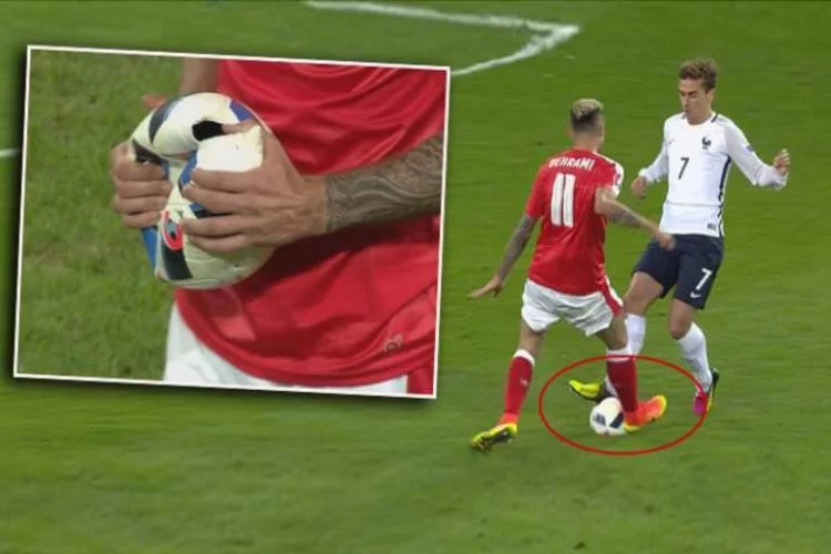 İsviçre-Fransa maçında futbolcular topu patladı