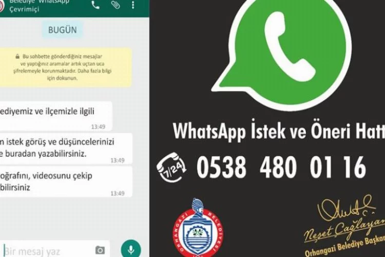 Orhangazi Belediyesi'nden WhatsApp ihbar hattı