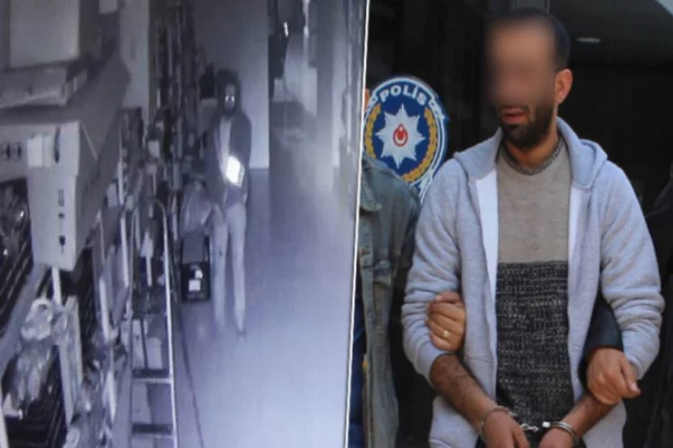 Bursa'da önce kameraya sonra polise yakalandı