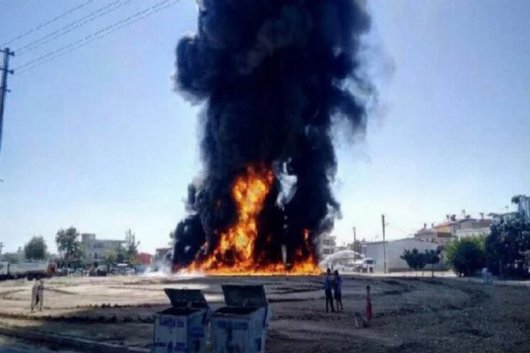 Adana'da doğalgaz boruları yandı