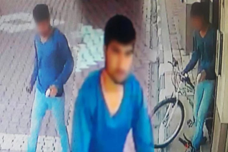Bursa'da bisiklet hırsızı kameraya böyle yakalandı