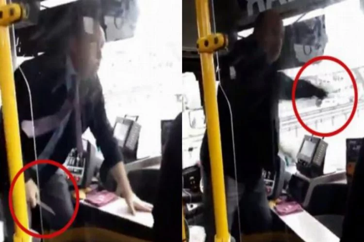 Halk otobüsünde dehşet anları! Şoför yolculara bıçak çekti