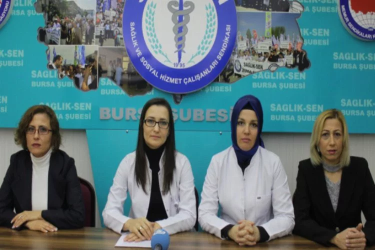 Bursa'da sağlıkçı kadınlardan şiddete tepki