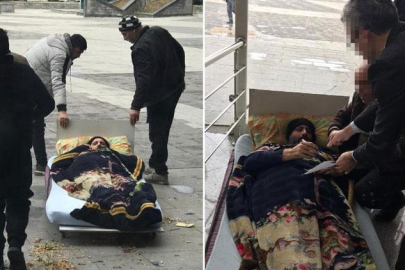 Tekerlekli yatakla boşanma davasına getirildi!