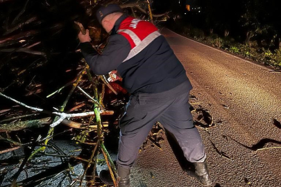 Bursa'da jandarma etkili olan lodosta vatandaşlara yardım etti
