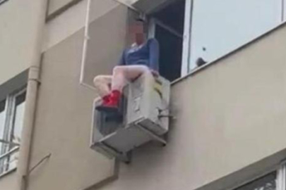 Korku dolu anlar! İntihar etmek istedi klima motoruna çıktı...