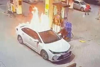 Benzin istasyonunda korku dolu anlar!