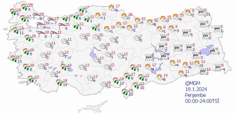 18 OCAK PERŞEMBE HAVA NASIL OLACAK?