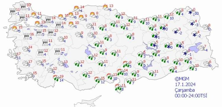 17 OCAK ÇARŞAMBA HAVA NASIL OLACAK?
