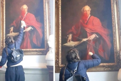 110 yıllık tarihi esere saldırı: Tablo paramparça oldu