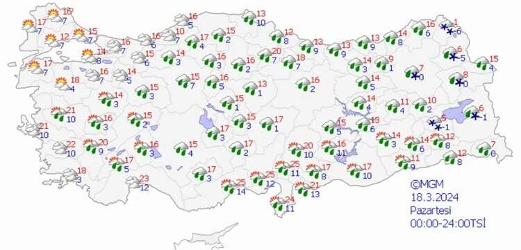 18 MART 2024 HAVA DURUMU