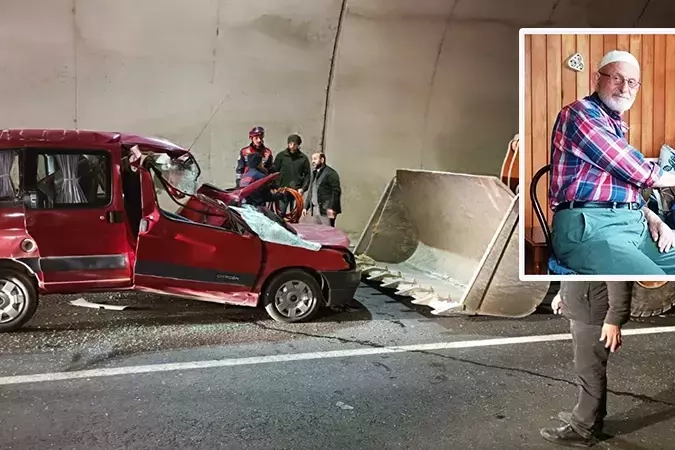 Trabzon’da tünele ters giren araç iş makinesine çarptı:1 ölü