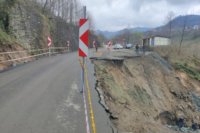 Trabzon'da heyelan meydana geldi