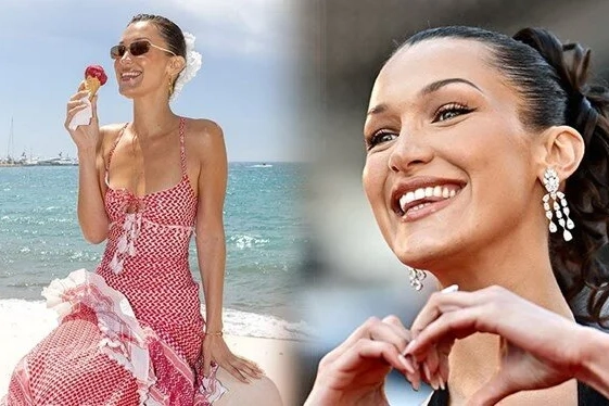 Bella Hadid kefiye elbisesiyle Cannes'da
