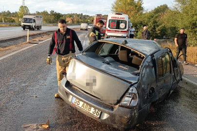 Karabük'te takla atıp yolun karşısına geçen otomobilin sürücüsü yaralandı