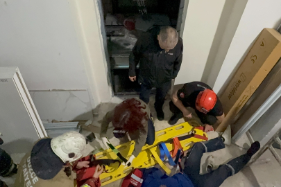 Düzce'de inşaat halindeki binada asansör düştü