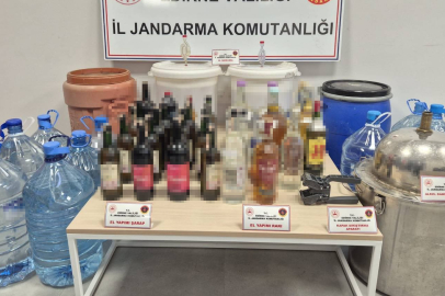 Edirne Keşan'da 384 litre sahte içki ele geçirildi