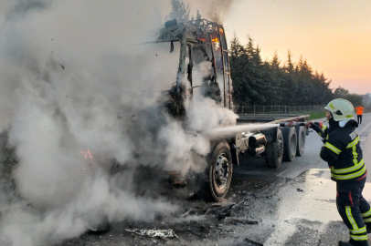 Mersin'de seyir halindeki kamyonda yangın çıktı