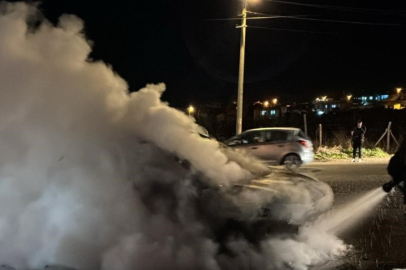 Mersin'de kazaya karışan araçta yangın çıktı