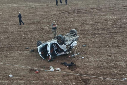 Başıboş köpeğe çarpmamak için manevra yapan otomobil takla attı