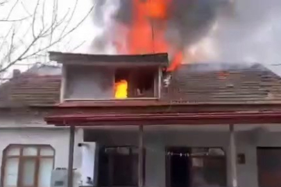 Sakarya'da tek katlı evin çatısı alev alev yandı