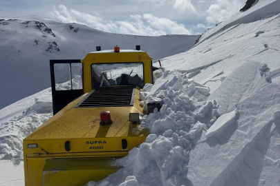 Van'da iş makinesinin üzerine çığ düştü