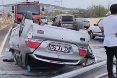 Gaziantep'te kontrolden çıkarak savrulan otomobil ters döndü: 2 yaralı
