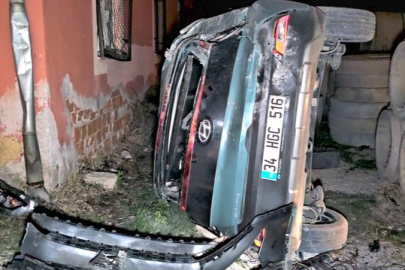 Yoldan çıkan otomobil 200 metre sürüklendi!