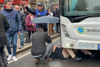Tekirdağ'da otobüsün önüne atlayan şahıs yürekleri ağza getirdi
