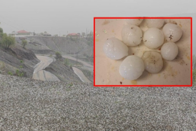 Fındık büyüklüğünde dolu yağdı! Her yer beyaza büründü