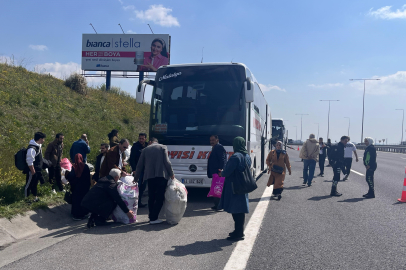İstanbul Kuzey Marmara Otoyolu'nda yolcu otobüsünde yangın