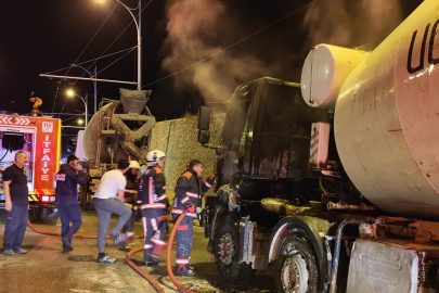 Malatya'da seyir halindeki beton mikseri alev aldı