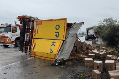Anadolu Otoyolu'nda tır devrildi: Ulaşım aksadı