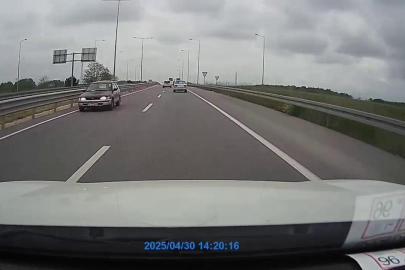 Ters yönde giden araç tehlike saçtı