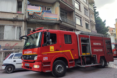 Konya'da boş apartmanda yangın paniği