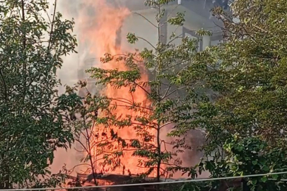 Kocaeli'de odunluk alev alev yandı