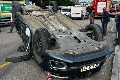 Ordu'da kaza yapan otomobil takla attı