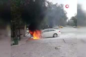 Ankara’da park halindeki araçta yangın