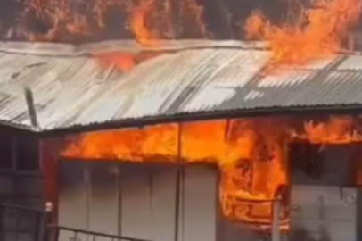 Gümüşhane’de iş merkezinde çıkan yangın paniğe neden oldu