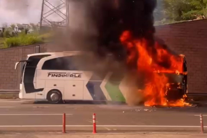 Ordu’da yolcu otobüsü alev alev yandı