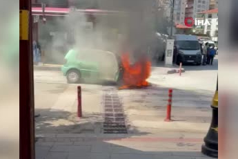 Ankara'da bir araç alev alev yandı