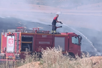 Siirt’te çıkan yangında ekili alanlar zarar gördü