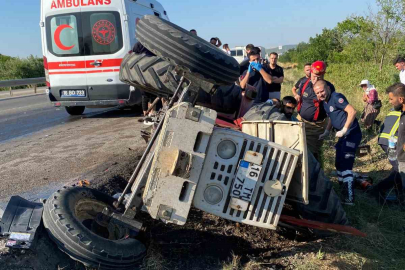 Bursa Karacabey’de traktör ile çekici çarpıştı: 1 yaralı