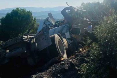 Muğla Milas’ta tır şarampole devrildi: sürücü ağır yaralandı