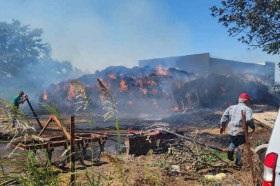 Bursa'da saman alevi 2 kamyon ile 4 römorku yaktı