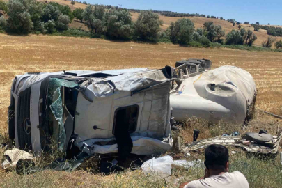 Adıyaman'da şarampole yuvarlanan tırın sürücüsü yaralandı