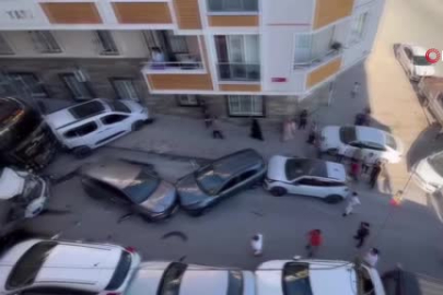 Kontrolden çıkan vinç dehşet saçtı! 23 araç hasar gördü