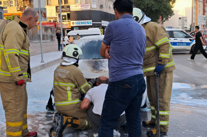 Kırıkkale'de seyir halindeki otomobil yandı